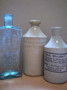 Photograph of collection of veterinary bottles