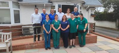 The team standing outside White Lodge Veterinary Surgery